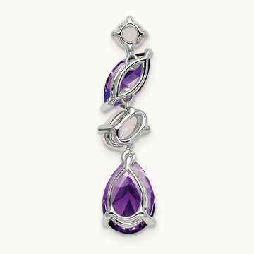 Amethyst and Opal Chain Slide, 14K White Gold