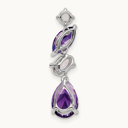 Amethyst and Opal Chain Slide, 14K White Gold