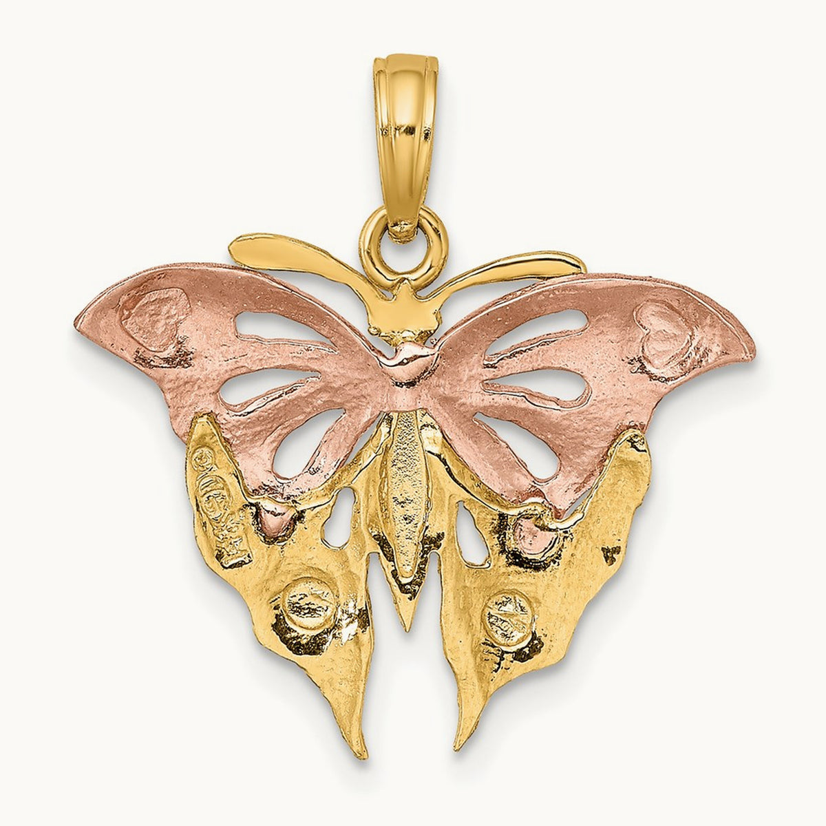 And Diamond-cut Butterfly Charm — 14K Two-Tone Gold