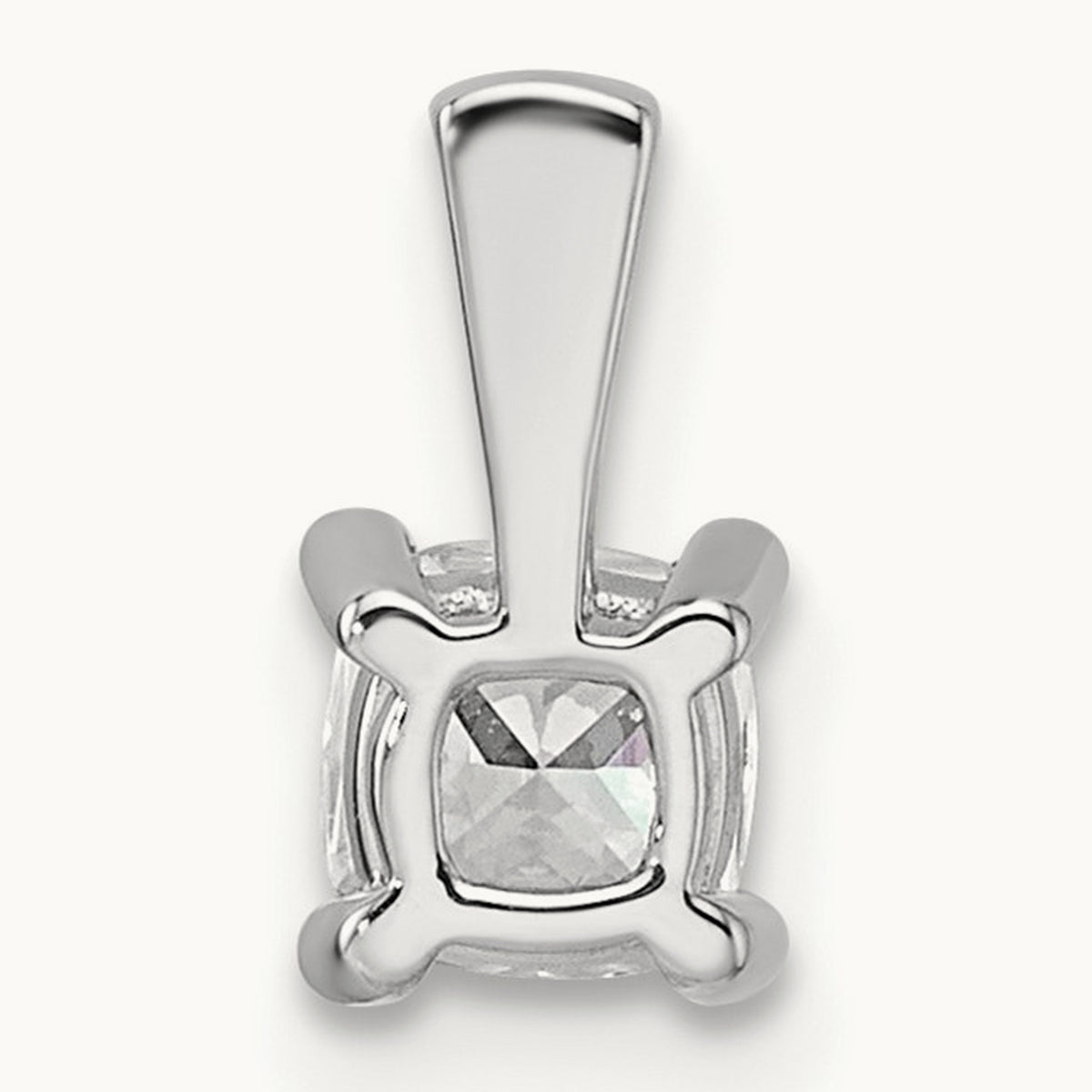 Cushion Four-Prong Pendant, 1/2-5 ct Lab-Grown Diamond — 14K White Gold