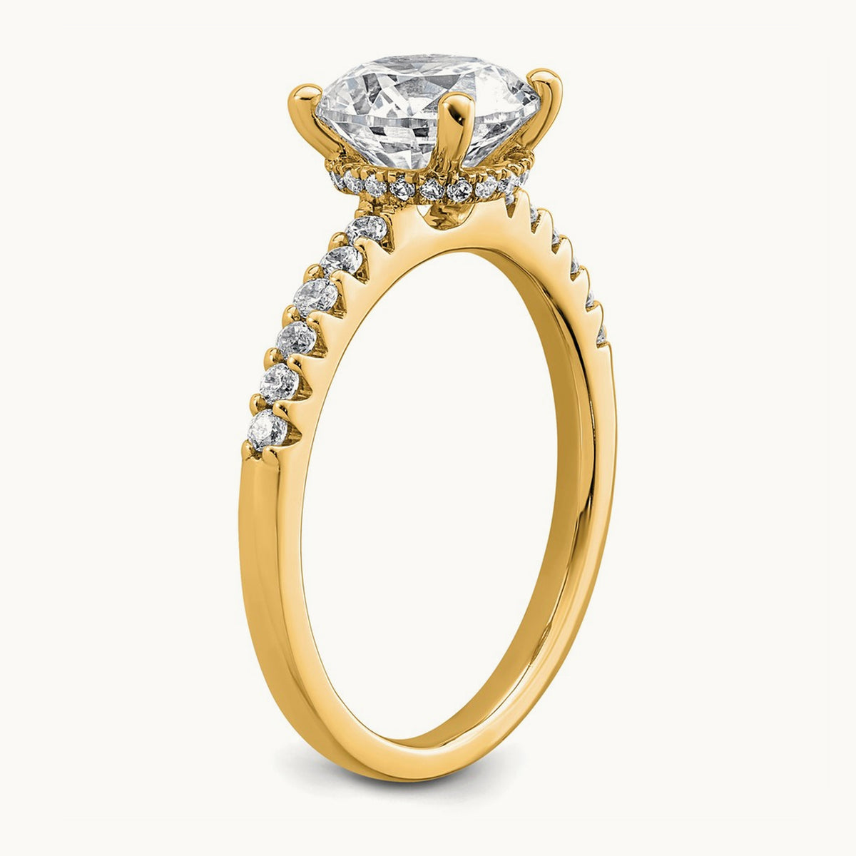 Round Engagement Ring, 1.25-2.75 ct tw Lab-Grown Diamond — 2 1/4 ct, 14K Yellow Gold