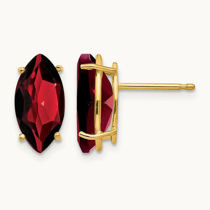 Garnet Marquise Stud Earring, 14K