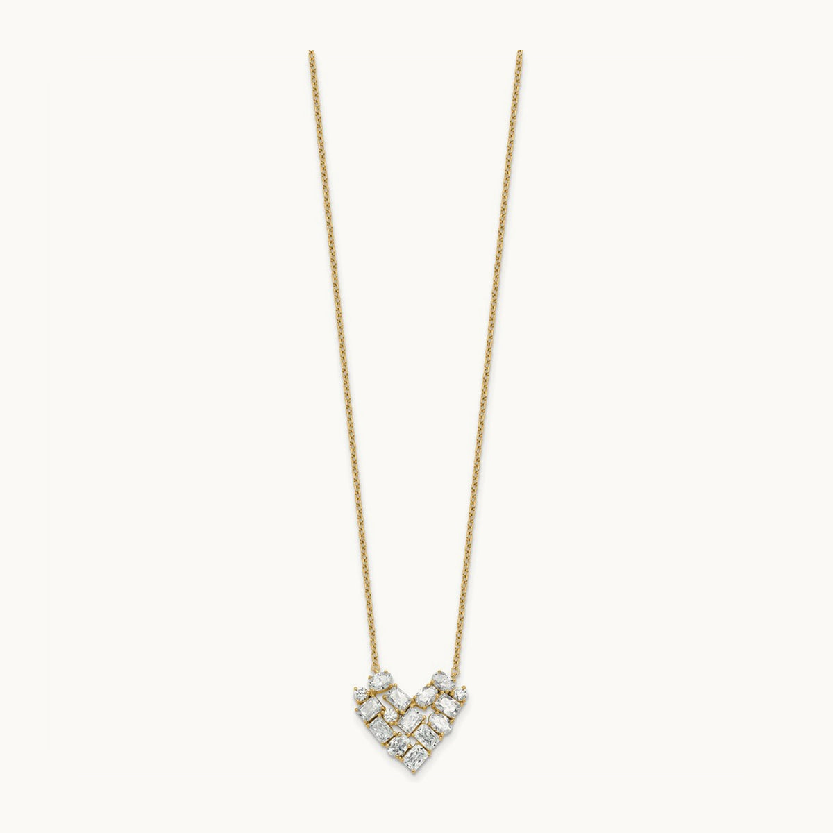 Cluster Heart Necklace, 1.25 ct tw Lab-Grown Diamond — 14K Yellow Gold