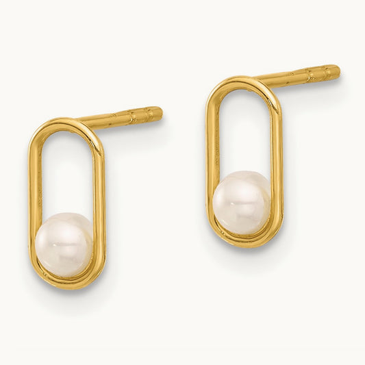 Freshwater Cultured Pearl Post Earrings, 14K