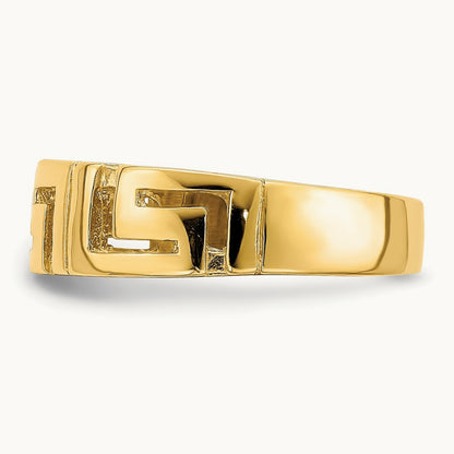 Greek Key Band w/ Tapered Shank Ring, 14K