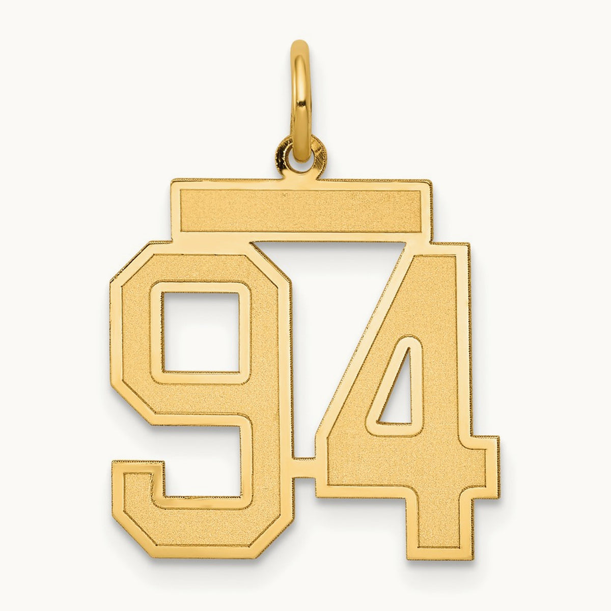 Medium Satin Number 94 Charm, 14K