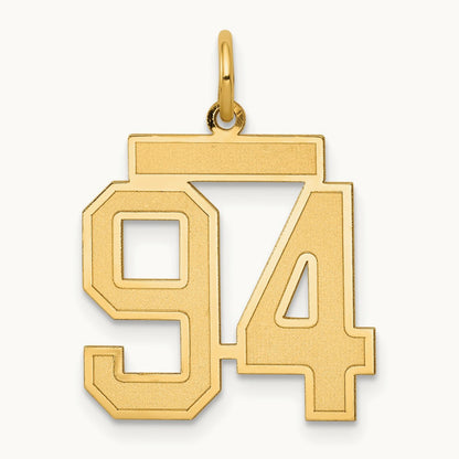 Medium Satin Number 94 Charm, 14K
