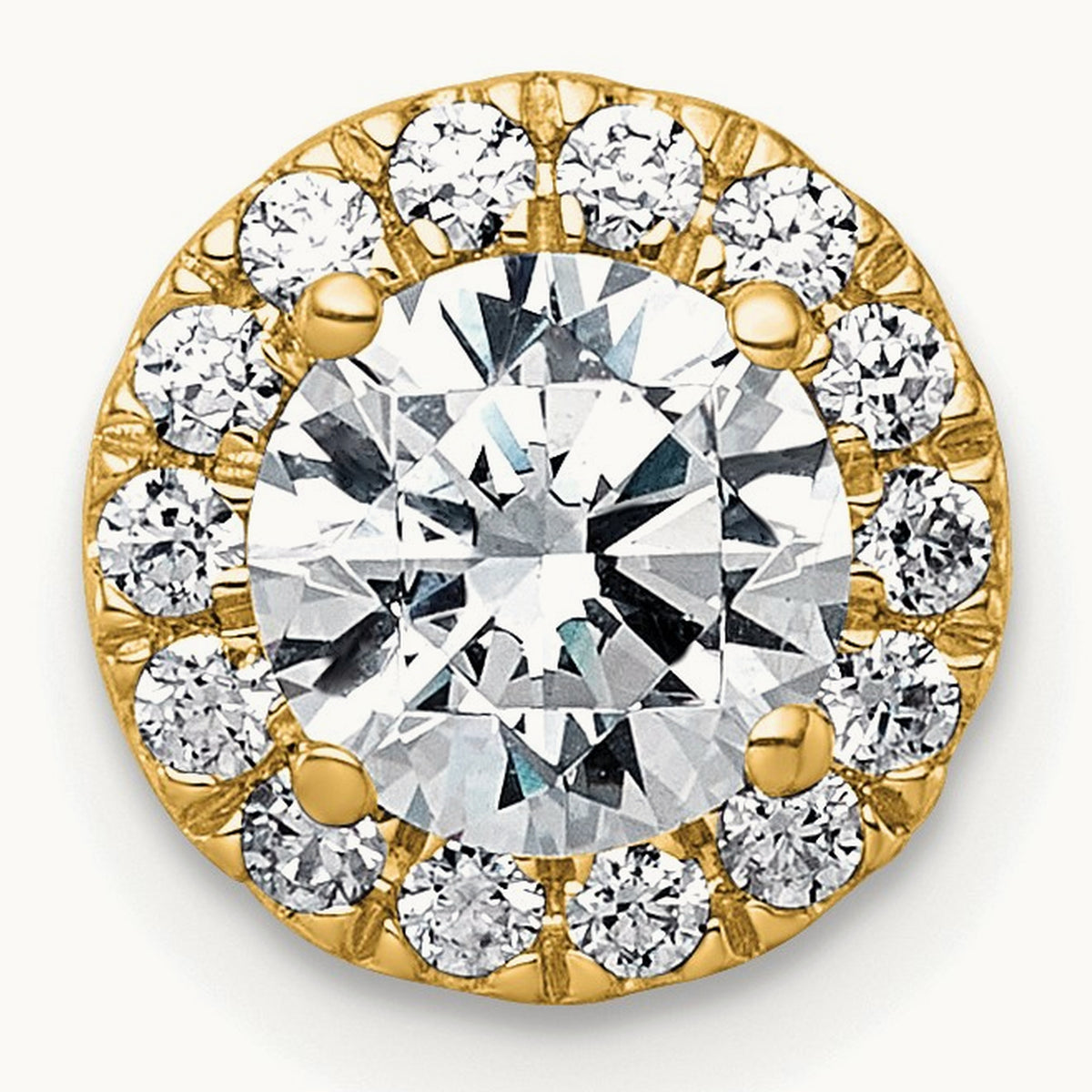 Round Halo Chain Slide Pendant, 0.25-5.00 ct tw Lab-Grown Diamond — 1 1/4 ct, 14K Yellow Gold