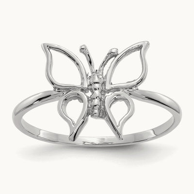 Polished Butterfly Ring, 14K White Gold