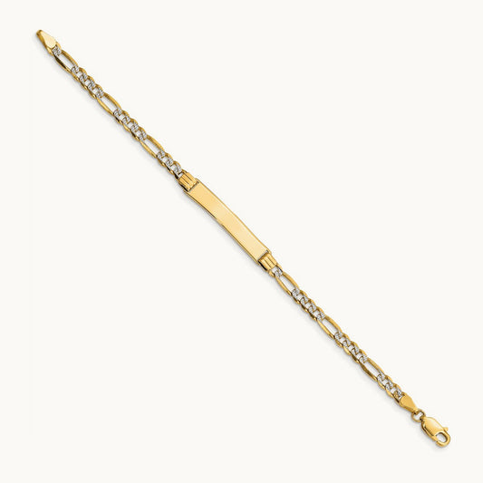 w/Rhodium Children's Pavé Figaro Link ID Bracelet, 14K