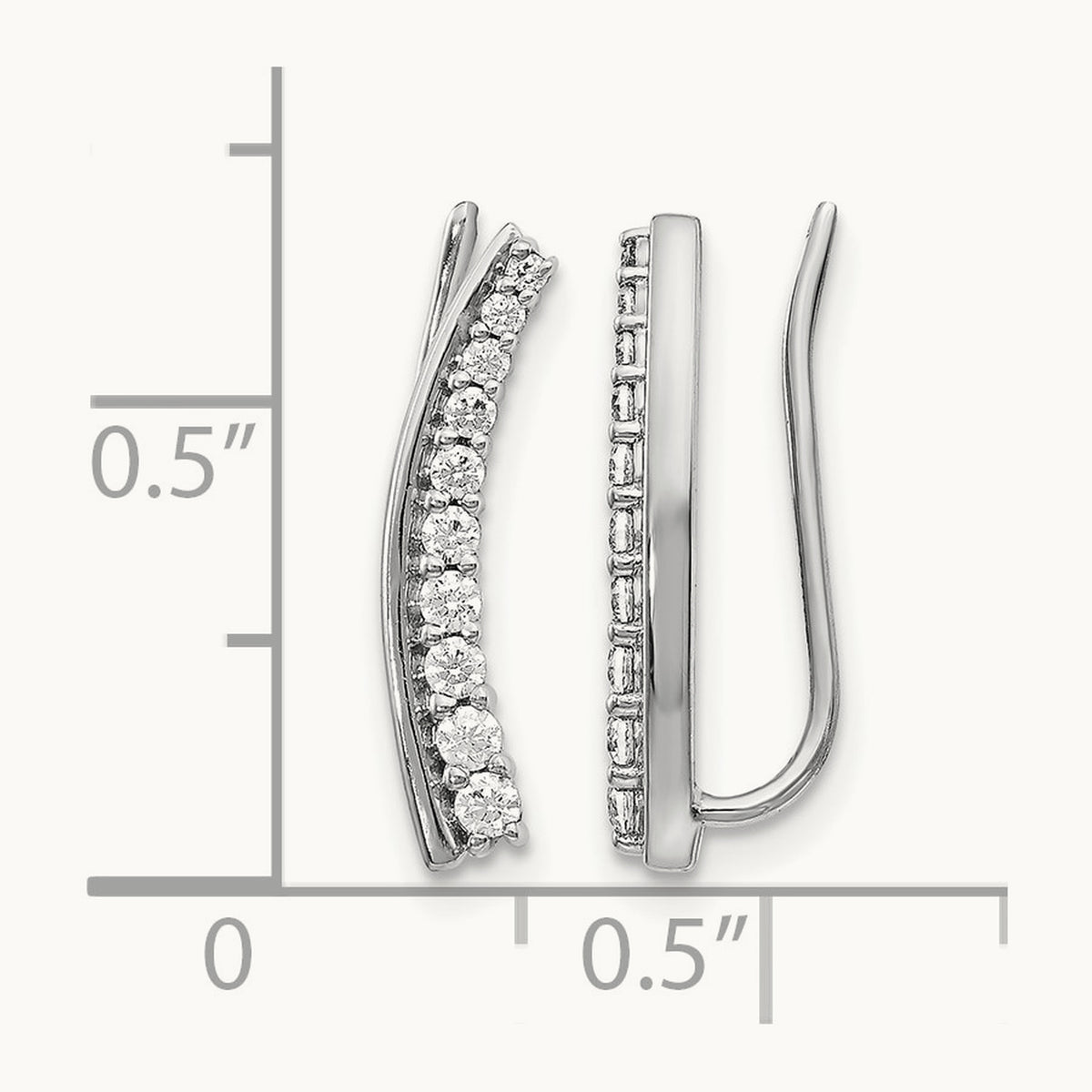 Diamond Ear Climber Earrings, 14K White Gold