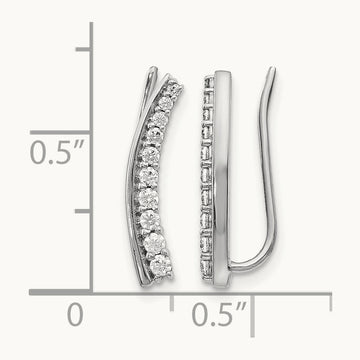 Diamond Ear Climber Earrings, 14K White Gold
