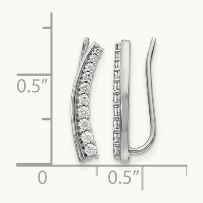 Diamond Ear Climber Earrings, 14K White Gold