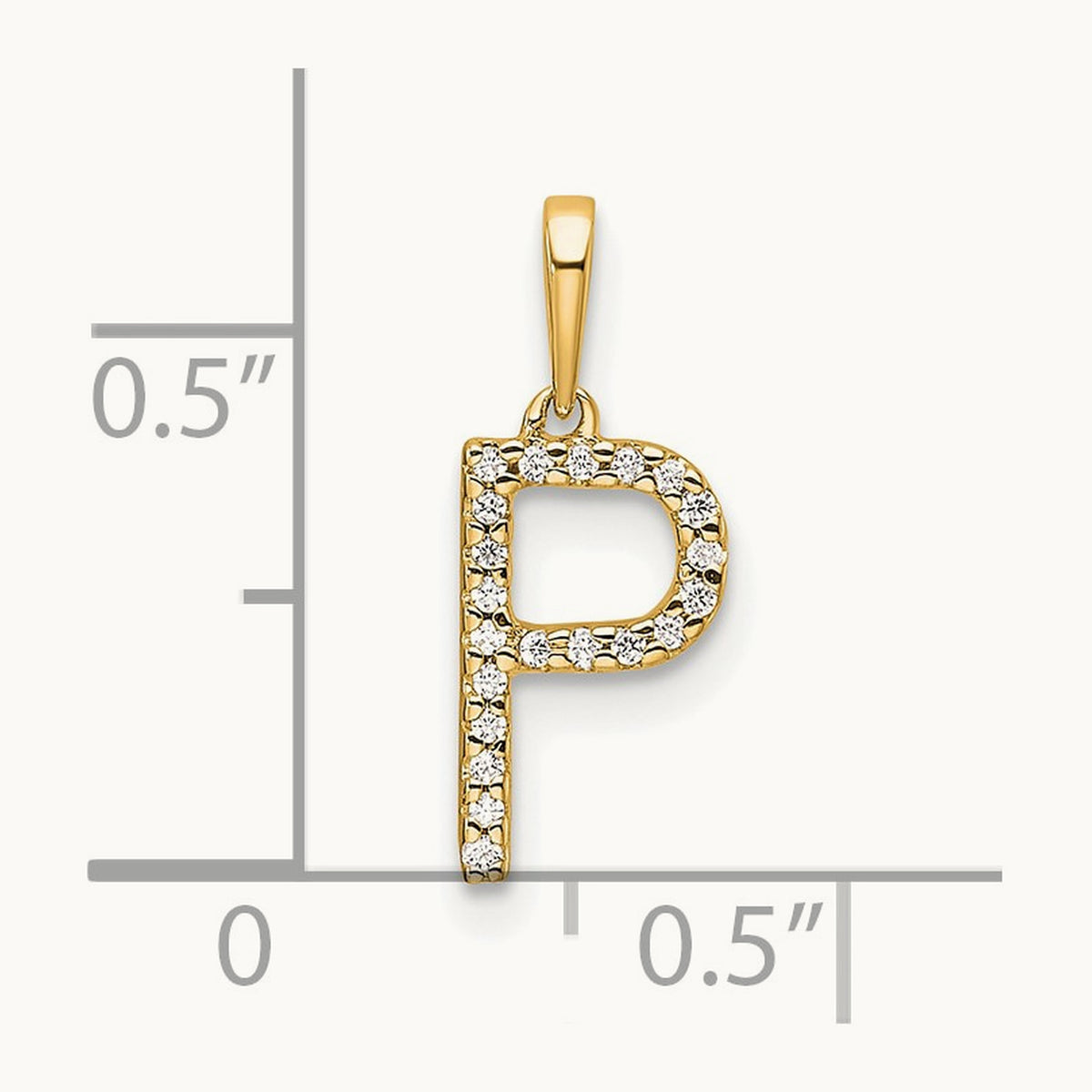 Diamond Letter P Initial Pendant, 14K
