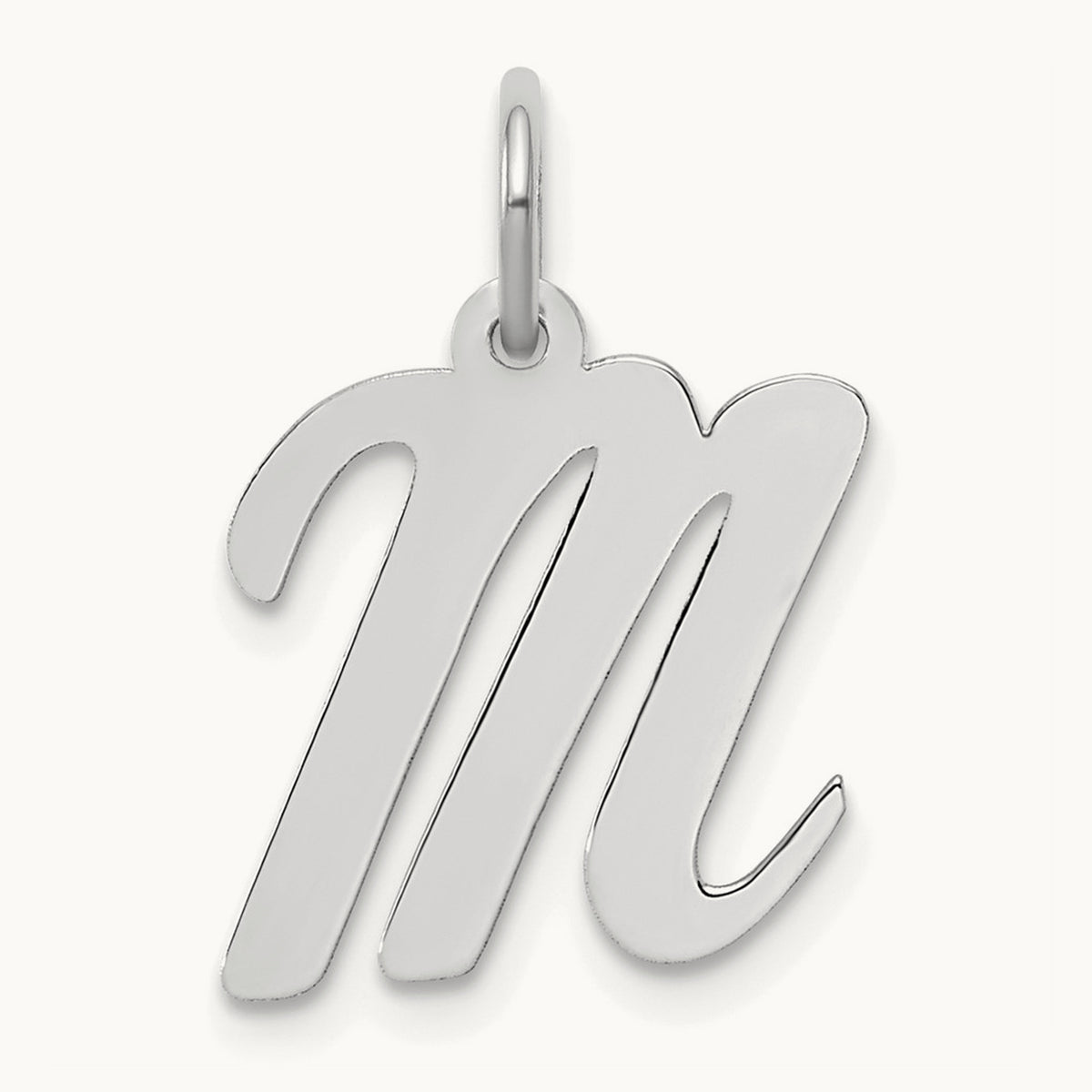 Medium Script Initial Charm — 14K White Gold, M