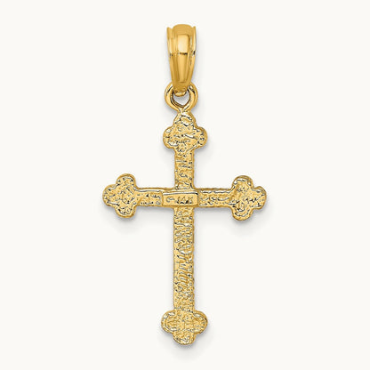 Cross W/ Spade Tip Edges Charm, 14K