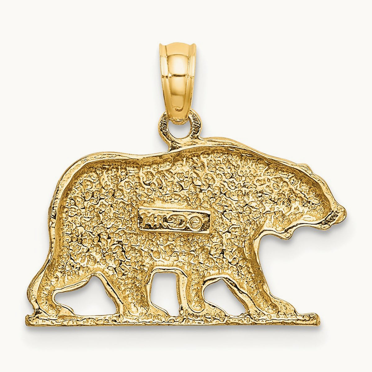 Textured Bear Charm, 14K