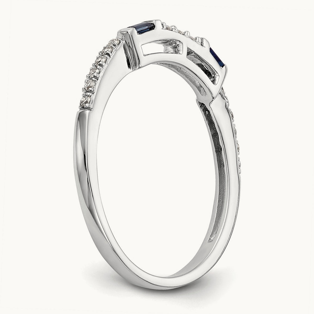 Diamond & Sapphire Wedding Band, 14K White Gold