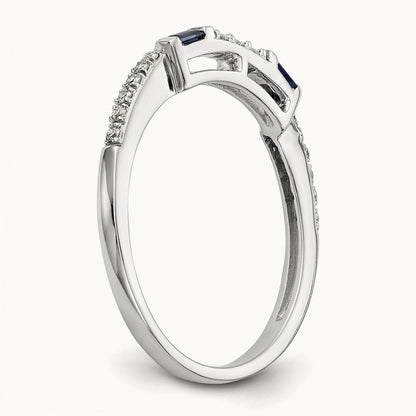 Diamond & Sapphire Wedding Band, 14K White Gold