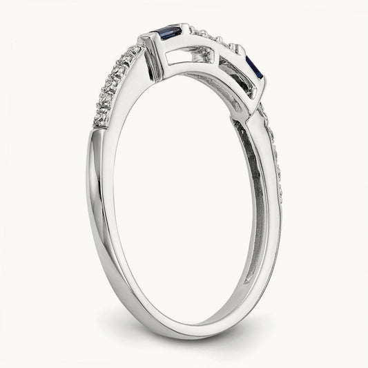 Diamond & Sapphire Wedding Band, 14K White Gold