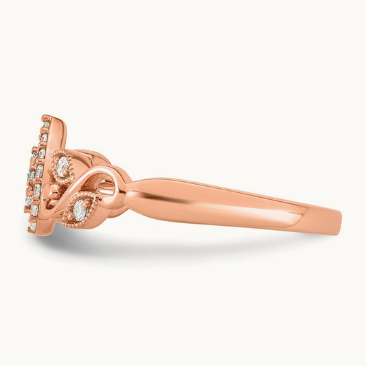 Complete Diamond Cluster Teardrop Engagement Ring — 14K Rose Gold