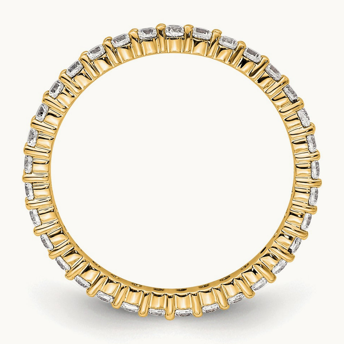 Polished Shared Prong Diamond Eternity Band — 14K Yellow Gold, 0.5 ct