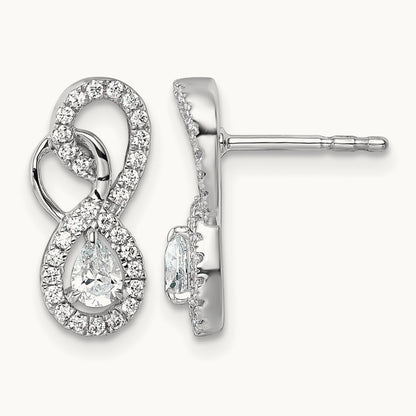 Polished Diamond Infinity Drop Post Earrings, 14K White Gold