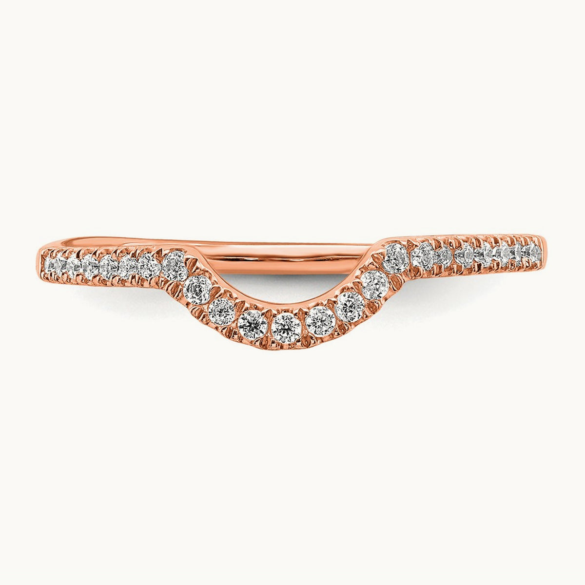 Diamond Contoured Wedding Band — 14K Rose Gold, 7