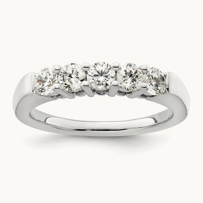 5-Stone Diamond Band, 14K White Gold