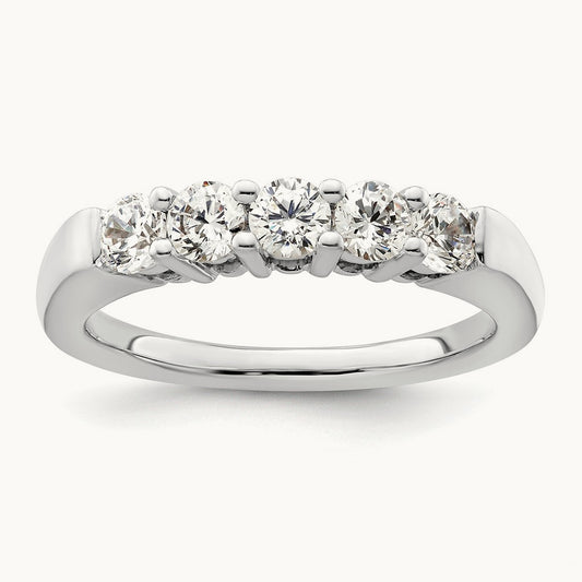 5-Stone Diamond Band, 14K White Gold