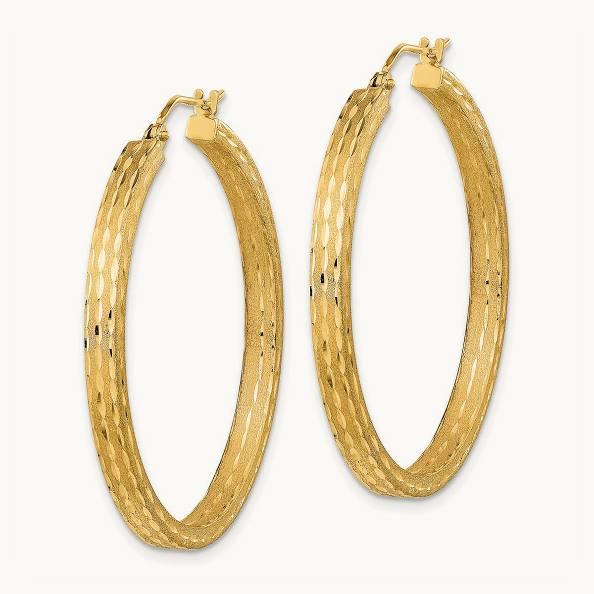 Satin and Diamond-cut Hoop Earrings — photo set