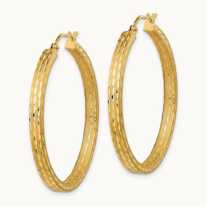 Satin and Diamond-cut Hoop Earrings — photo set