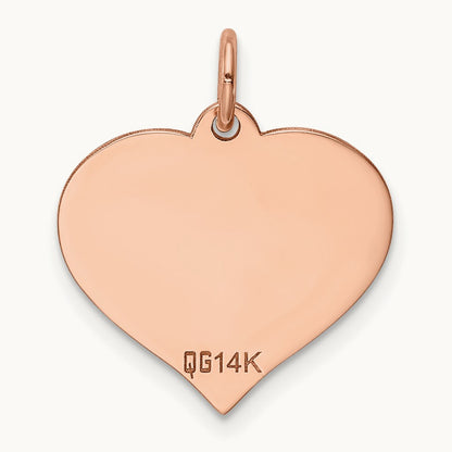 Heart Disc Charm, 14K Rose Gold