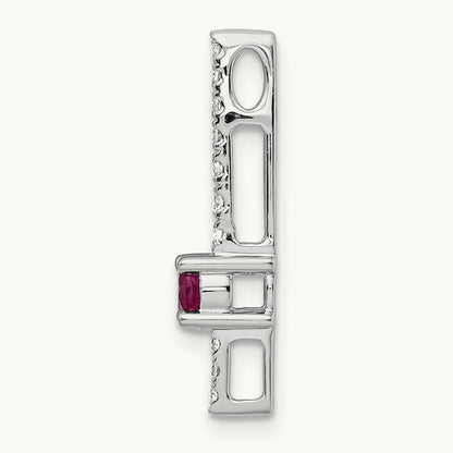 Diamond and .18 Ruby Fancy Chain Slide, 14K White Gold