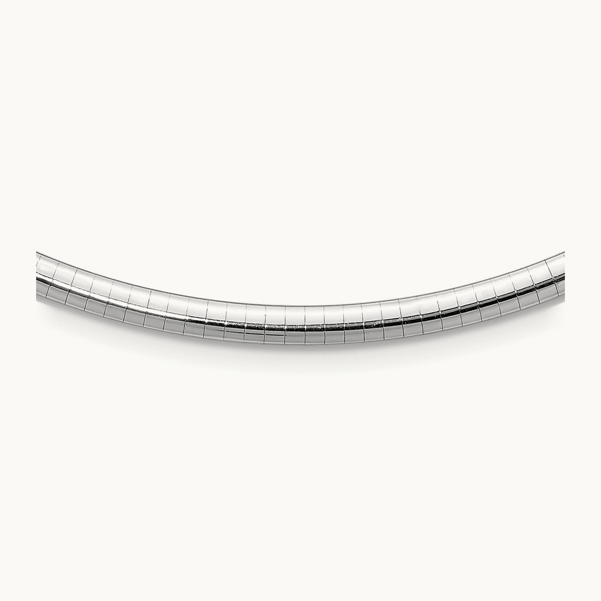 Domed Omega Necklace — 14K White Gold, 18mm, 4mm