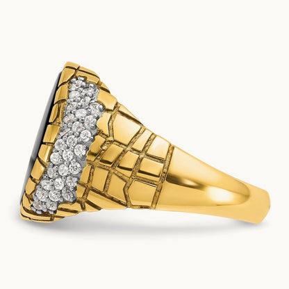 IBGoodman Men's Onyx and Diamond Nugget Complete Ring, 14K