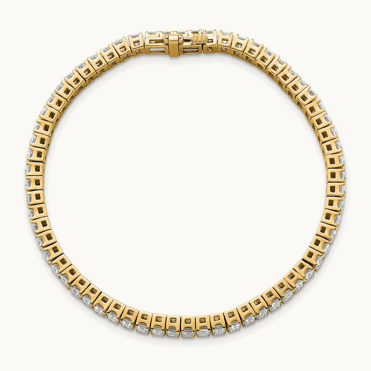 Emerald Bezel Tennis Bracelet, 10.00 ct tw Lab-Grown Diamond — 14K Yellow Gold