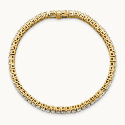 Emerald Bezel Tennis Bracelet, 10.00 ct tw Lab-Grown Diamond — 14K Yellow Gold