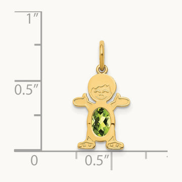 Boy 6x4 Oval Genuine Peridot-August — 14K Yellow Gold