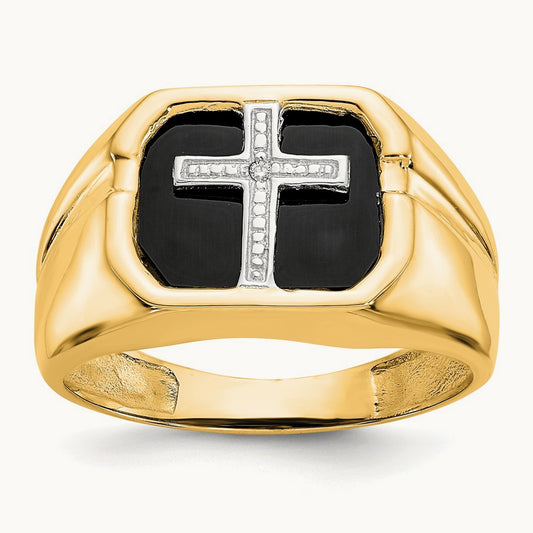AA Diamond Men's Cross Ring, 14K