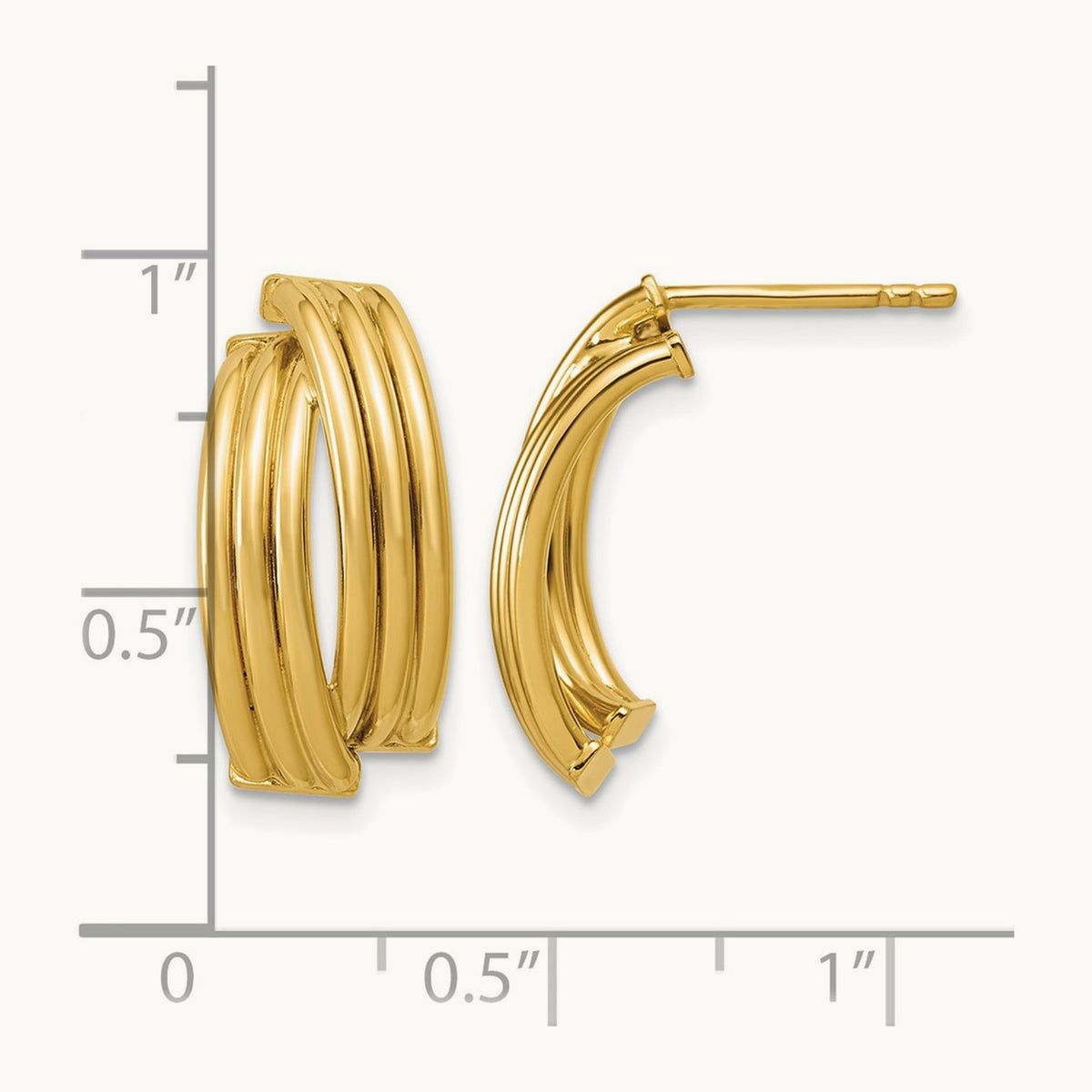 Polished and Grooved J-Hoop Post Earrings — Leslie's — photo set