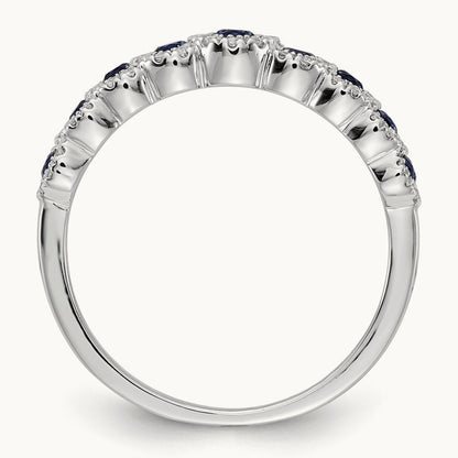 Diamond and Sapphire Polished Ring, 14K White Gold