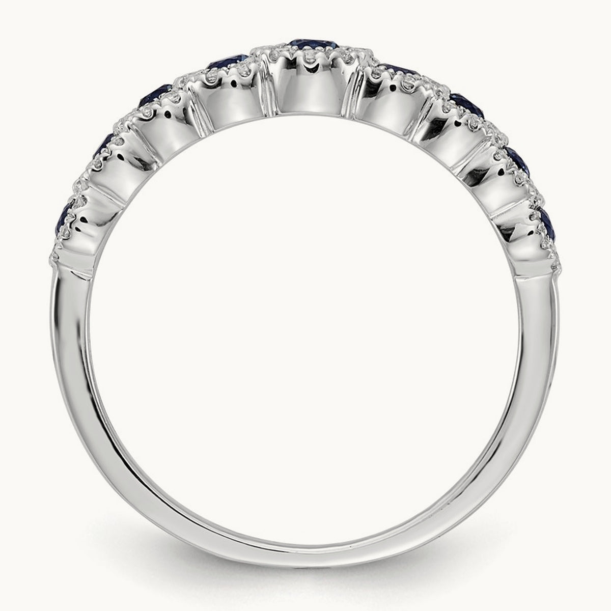 Diamond and Sapphire Polished Ring, 14K White Gold
