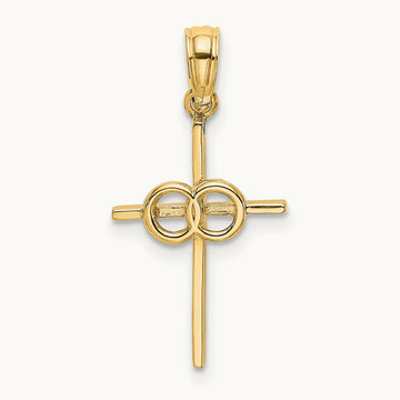 Polished Infinity Circles Cross Charm, 14K