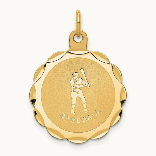 Baseball Disc Charm, 14K