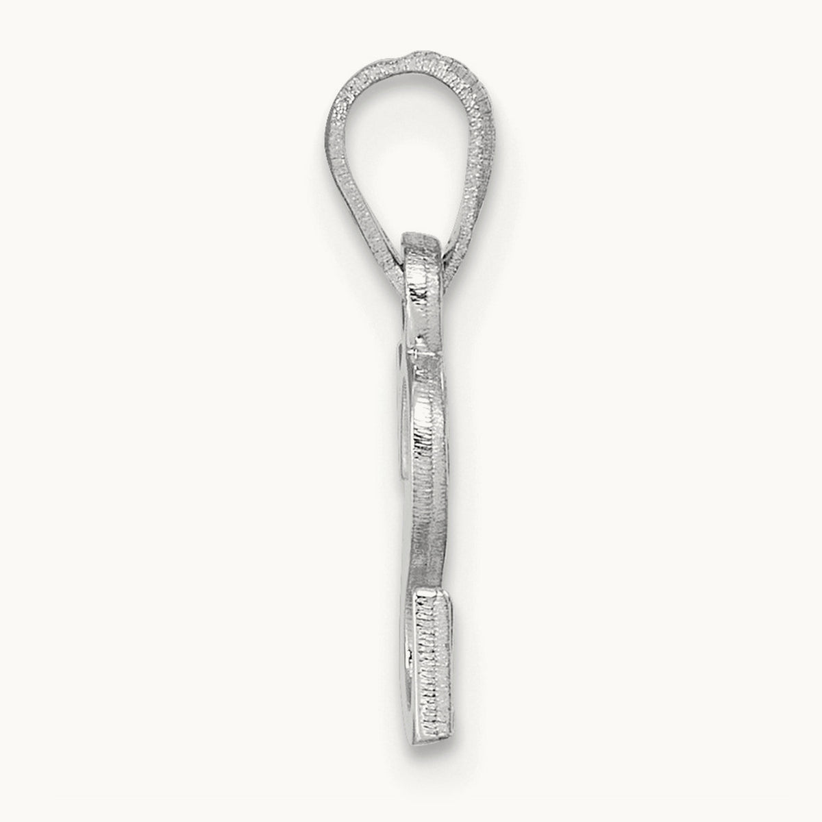 Polished Block Initial Pendant — 14K White Gold, S