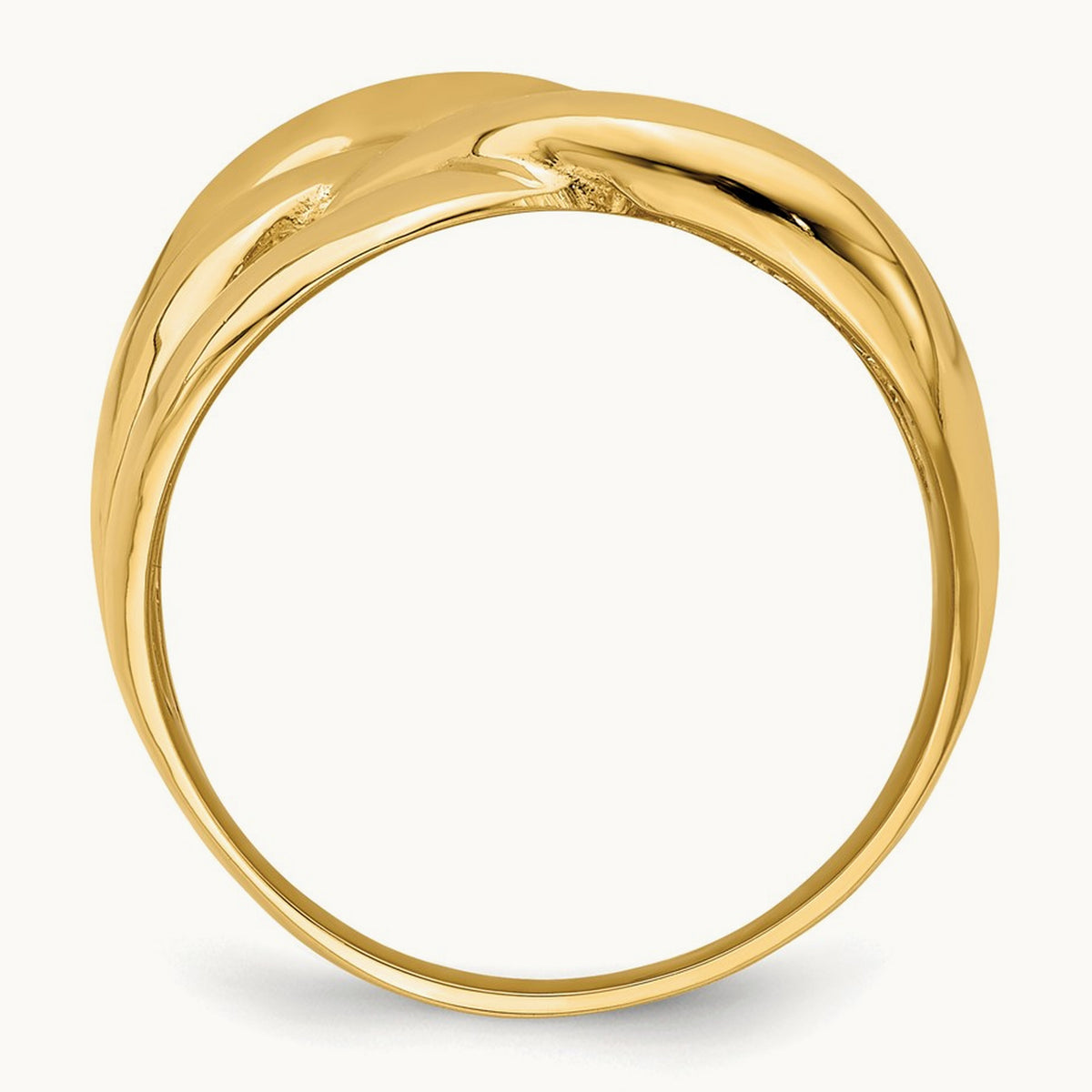 Polished Bold Basket Weave Dome Ring, 14K