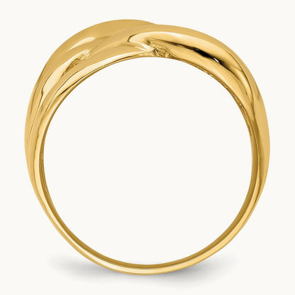 Polished Bold Basket Weave Dome Ring, 14K