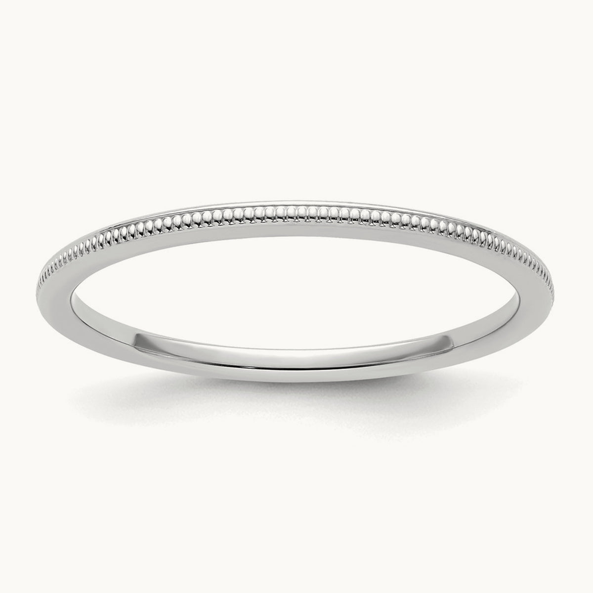 Milgrain Stackable Band — 14K White Gold, 1.2mm