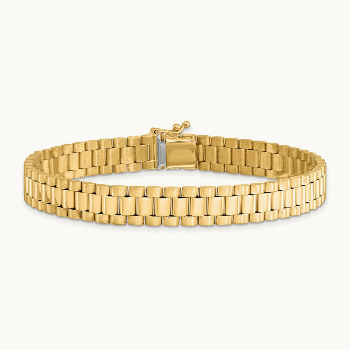 Men's Satin and Polished 8in Link Bracelet, 14K